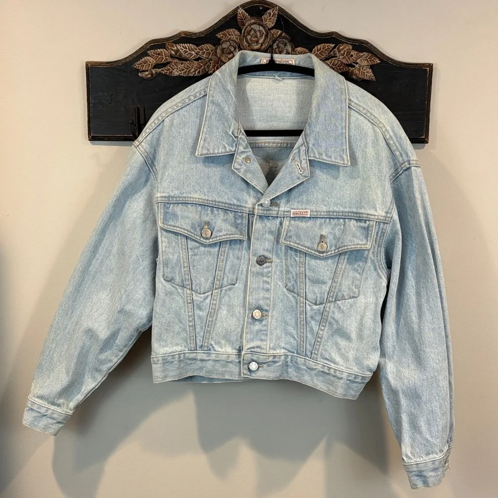 Vintage 90s Guess Georges Marcano Light Wash Denim Cropped Jean Jacket Size M